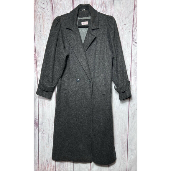 Lerner! Women’s Long Virgin Wool Trench Pea Coat Double Breasted Gray Size 5/6 - Picture 1 of 11